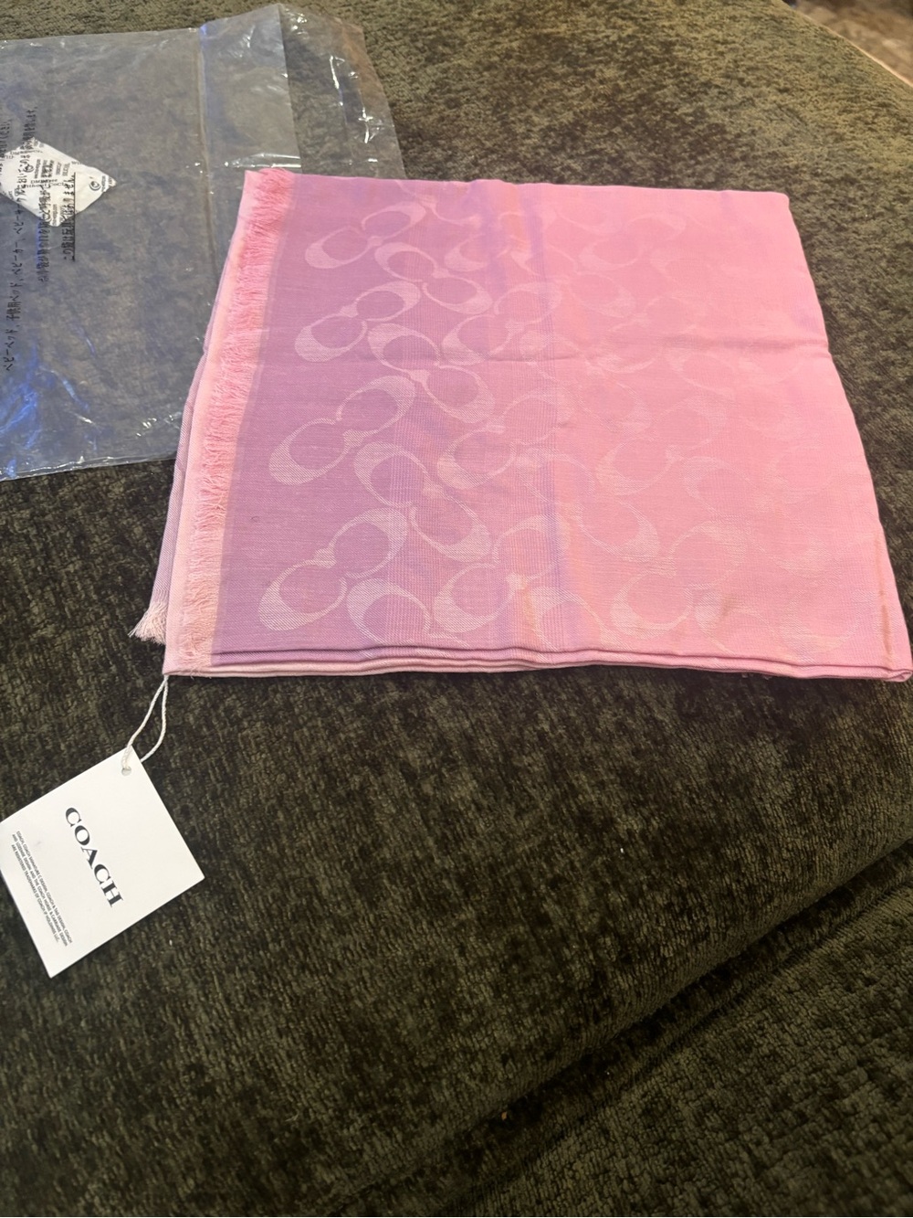 NWT Coach 89795 Lightweight Ombre Violet Orchid Signature C Logo Scarf 48×48"